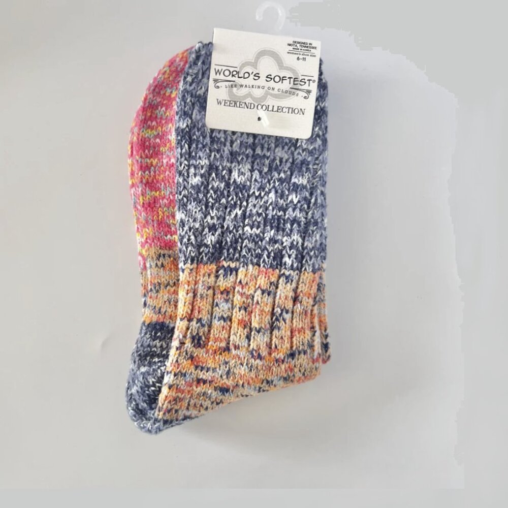 Socks: World's Softest Socks Weekend Collection UPC 053455099518 Blue Pink